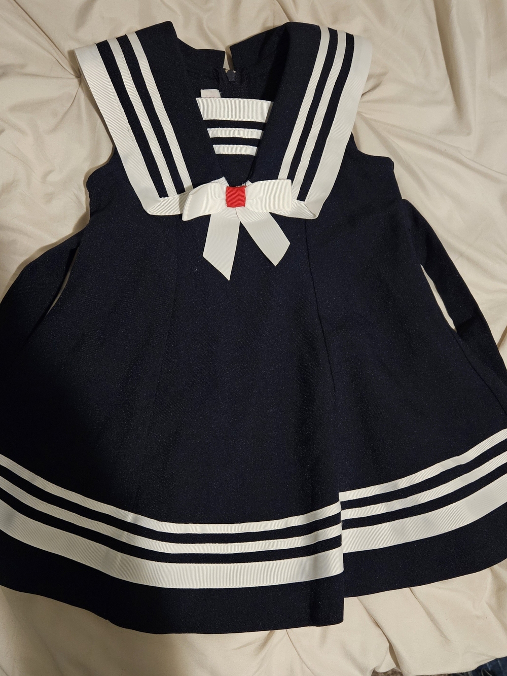 Bonnie Baby Navy and White Sailor Dress. Girls Size 12M